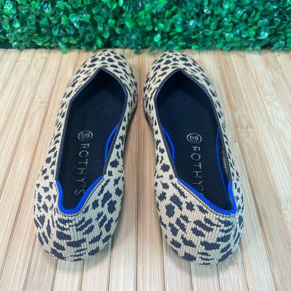 Rothys Cheatah Print Round Toe Flats Women's Sz 8.5 US Office Teacher Work - Picture 3 of 8